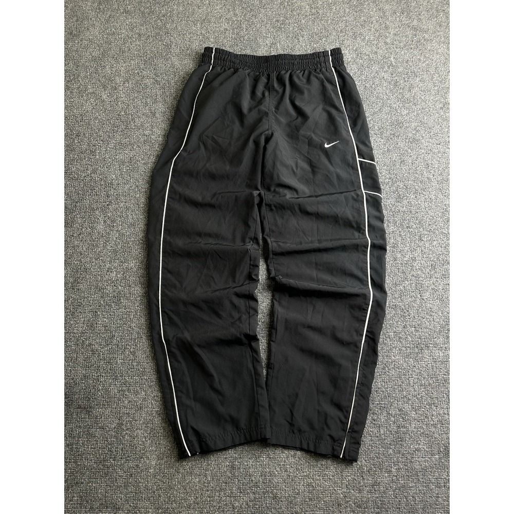 Mens Track Pants Nike Black White Piping Fleece Lined, Size M